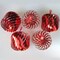 Red Swirl Pop-up Christmas Ball Ornaments 5 ct. 3"; COLLAPSIBLE Xmas Tree Reversible Plastic Ornaments; Shatterproof